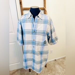 Vintage Disney Mickey Inc Button Up Short Sleeve Shirt Medium Plaid Mickey Mouse